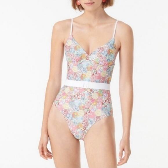 J. Crew Other - J Crew Belted Liberty Patchwork Dream Floral One Piece Bathing Suit 8